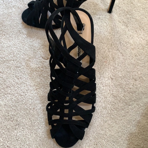 Manolo Blahnik black suede multi strap sandals high heels VGUC 4” size 37 US 7 - Picture 2 of 14